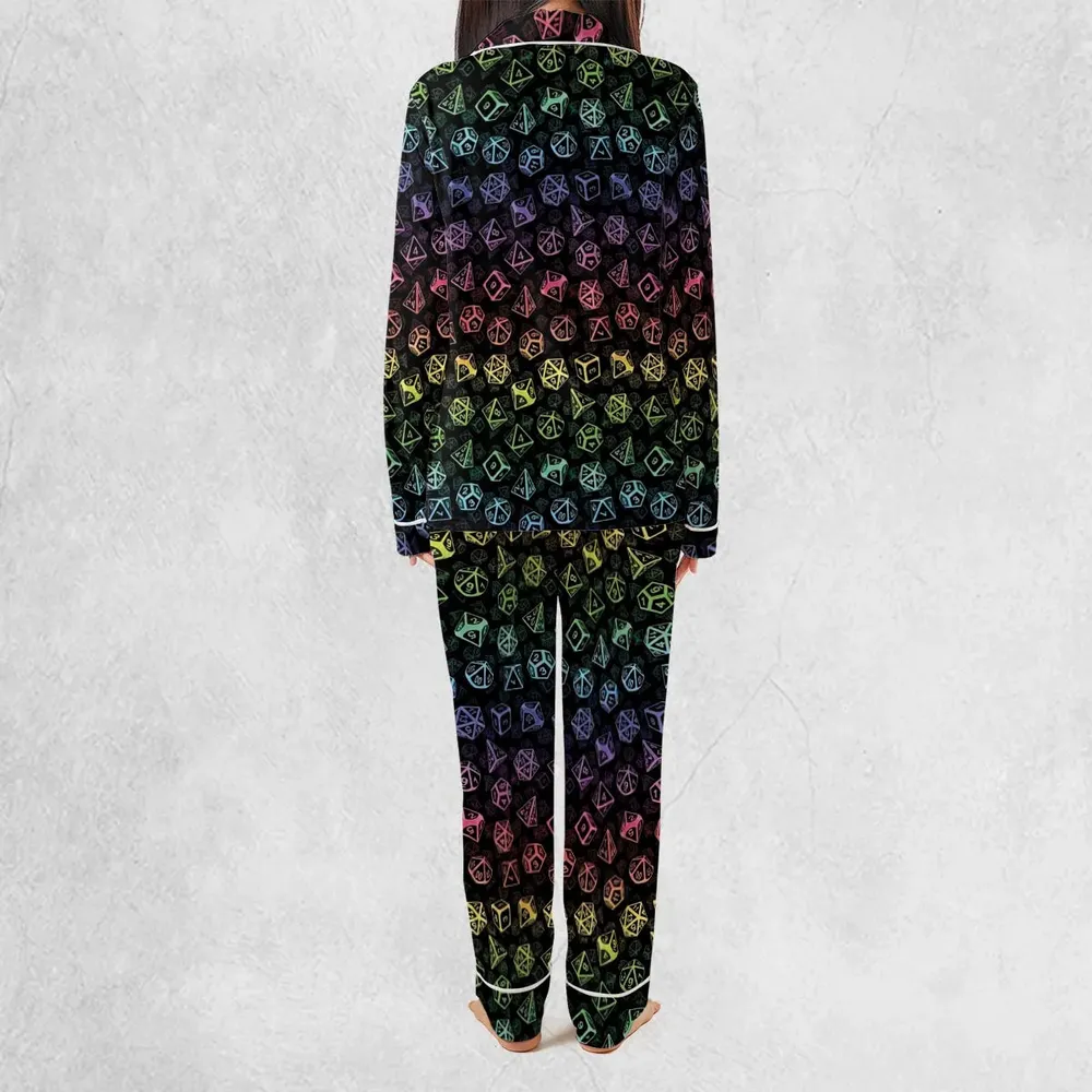 DnD Rainbow Dice Set Pattern Pajamas Set - 4