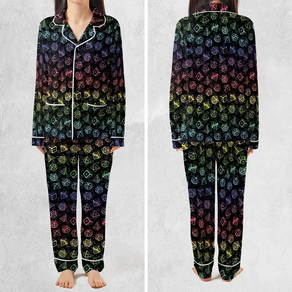 DnD Rainbow Dice Set Pattern Pajamas Set - 2