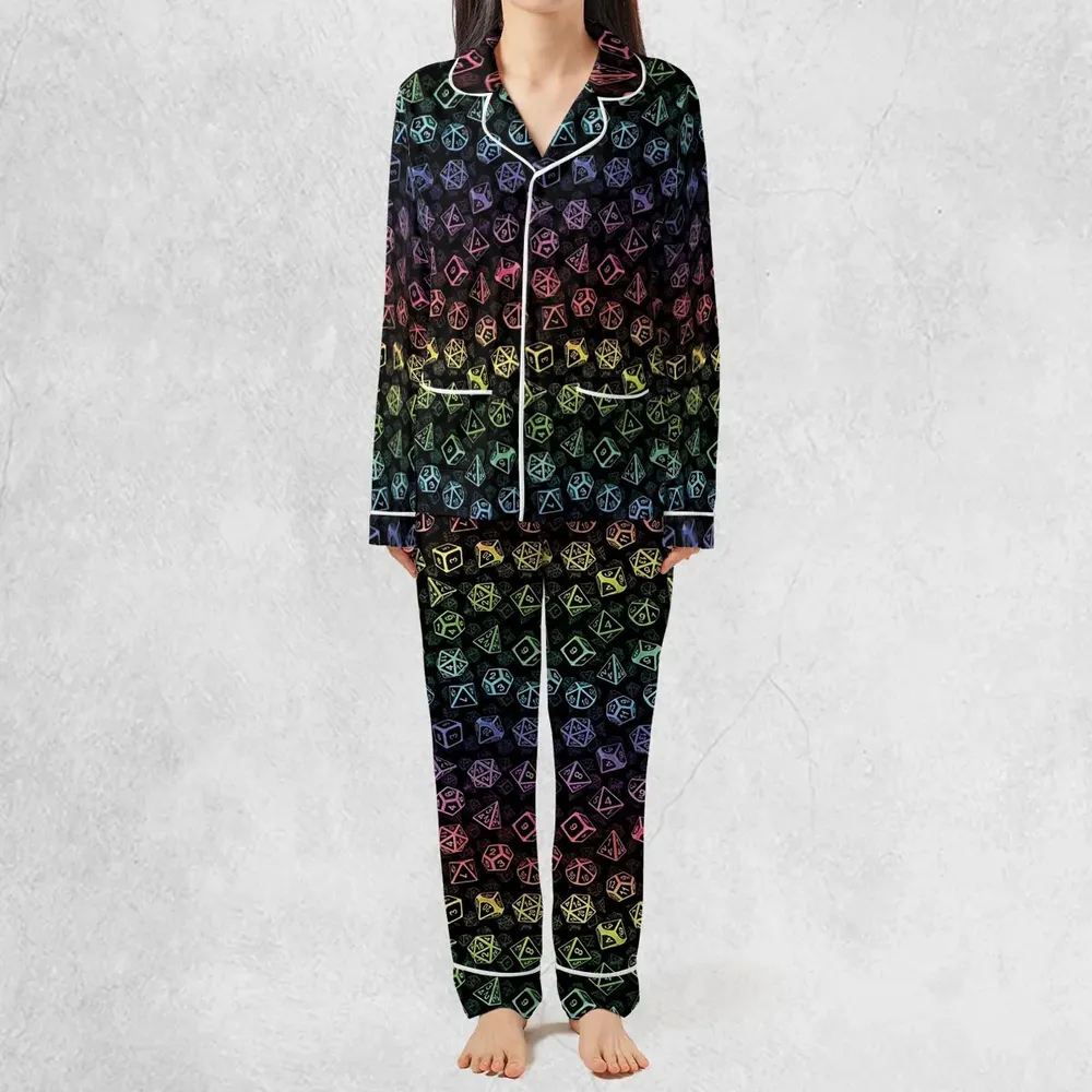 DnD Rainbow Dice Set Pattern Pajamas Set - 3