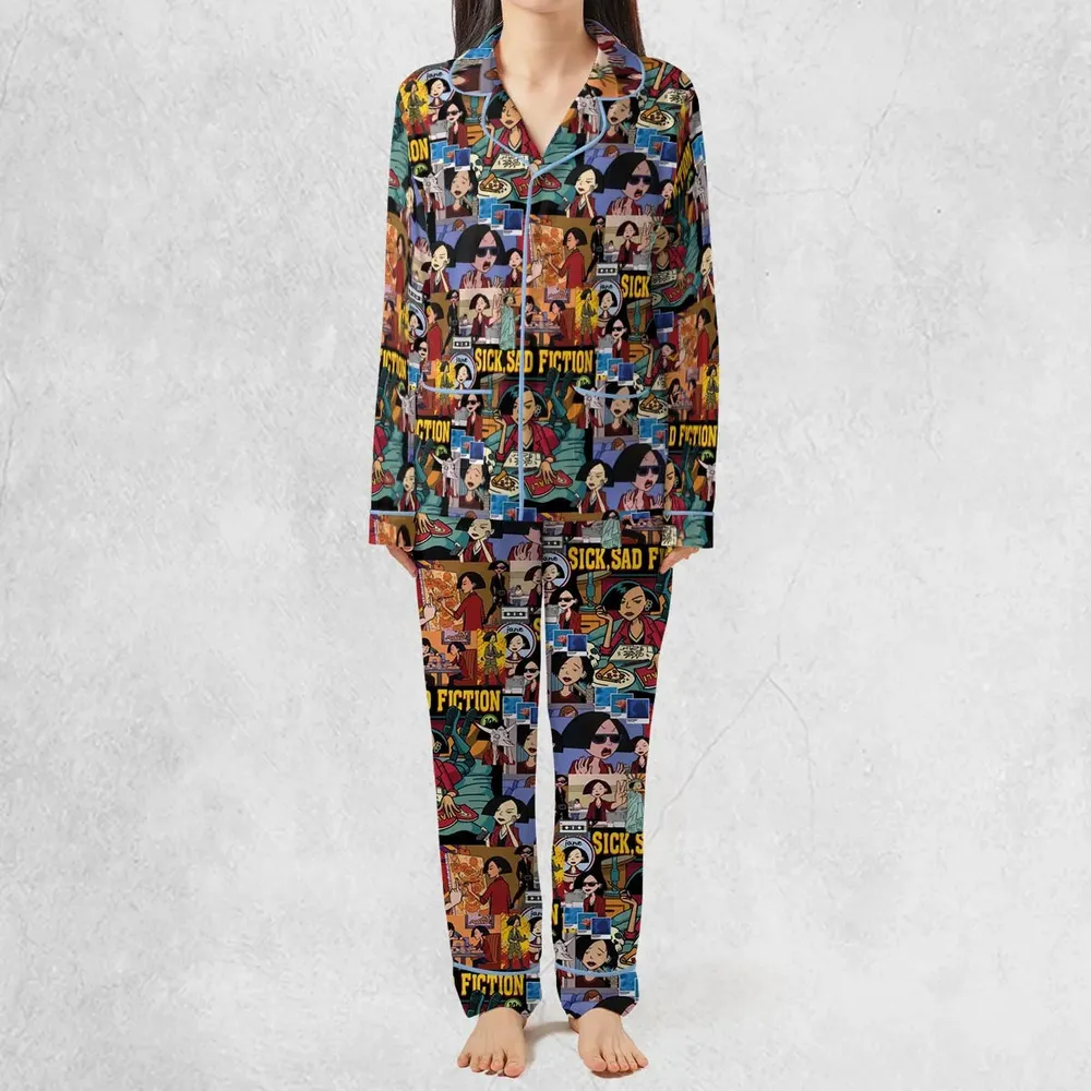 Daria Sick Sad Fiction Pattern Pajamas Set - 3