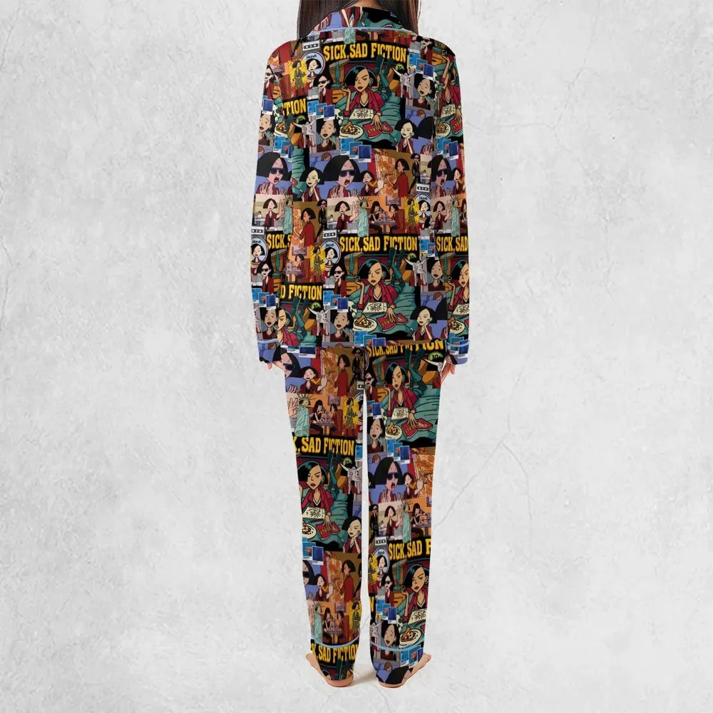 Daria Sick Sad Fiction Pattern Pajamas Set - 4