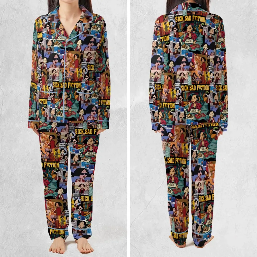 Daria Sick Sad Fiction Pattern Pajamas Set - 2