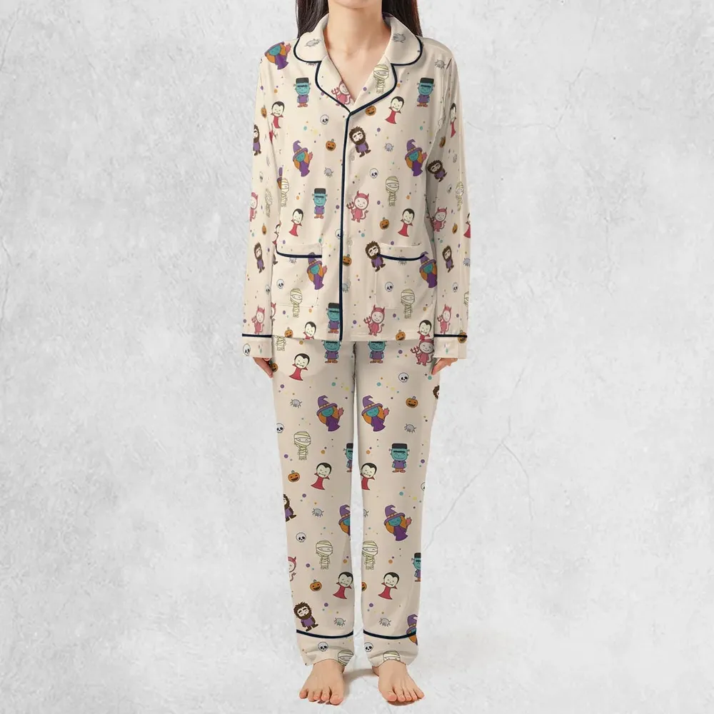 Cute Halloween Characters Pattern Pajamas Set - 3