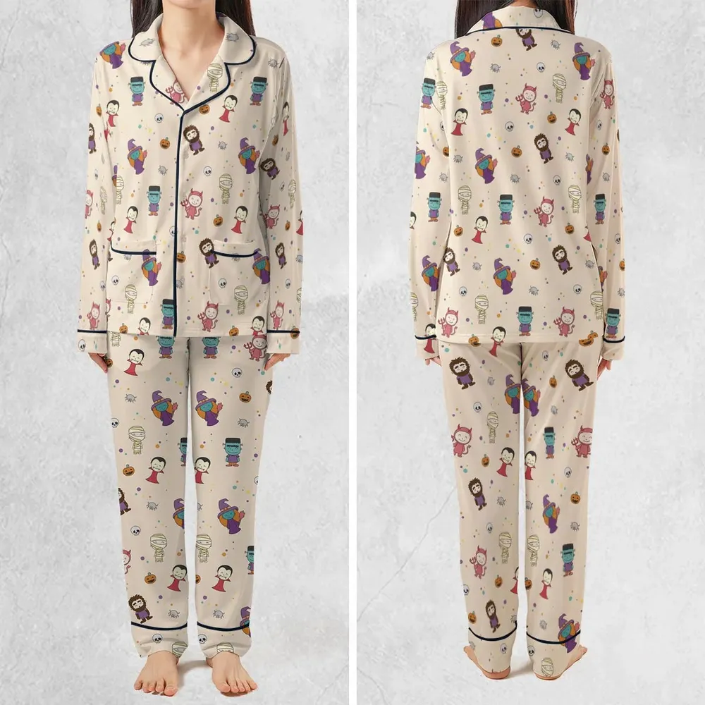 Cute Halloween Characters Pattern Pajamas Set - 2