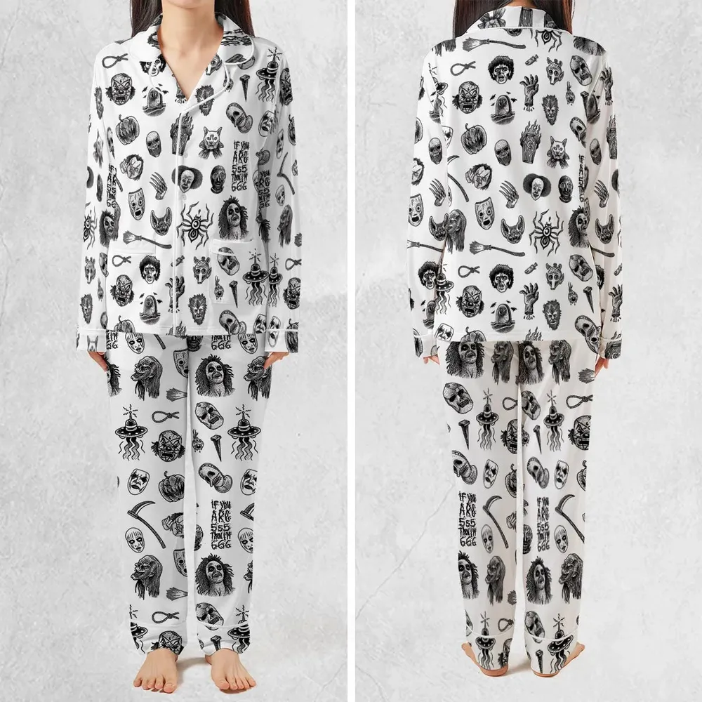Cult Horror Characters Cryptkeeper Beetlejuice Chucky Fears of a clown Pajamas Set - 2