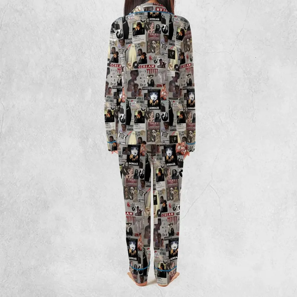 Crime Scene Scream Aesthetic Pattern Pajamas Set - 4