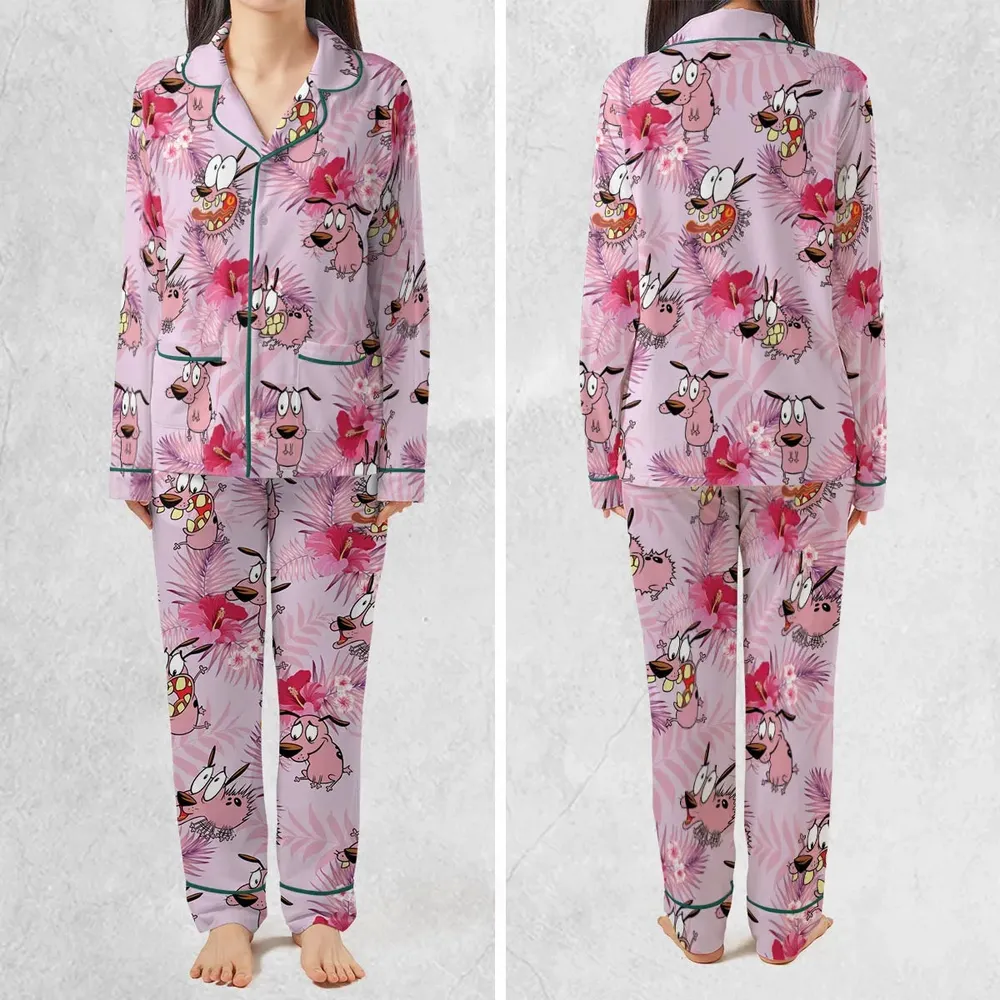 Courage the Cowardly Dog Floral Tropical Pajamas Set - 2
