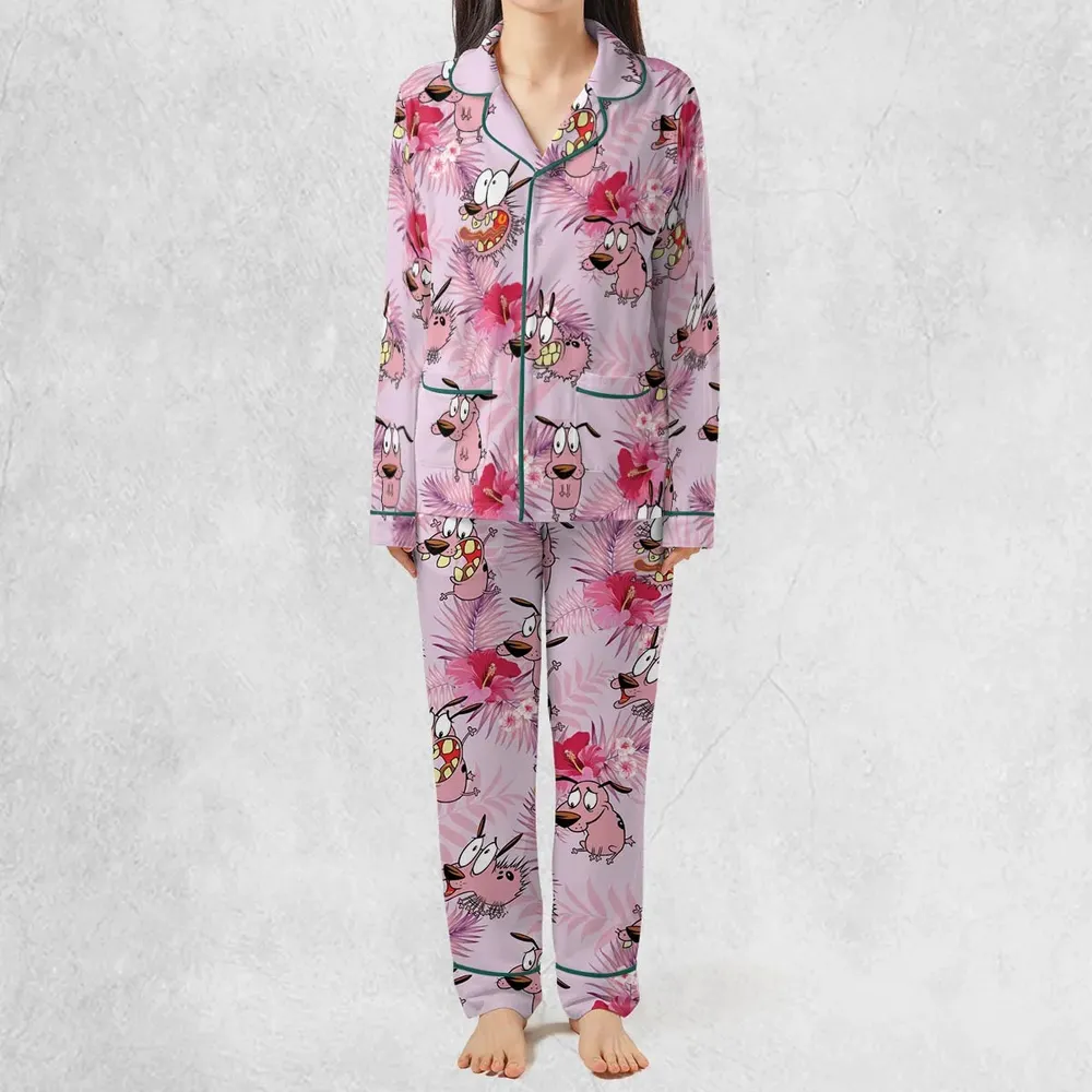 Courage the Cowardly Dog Floral Tropical Pajamas Set - 3