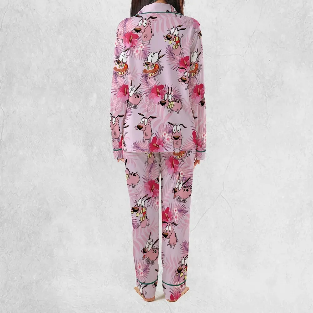 Courage the Cowardly Dog Floral Tropical Pajamas Set - 4