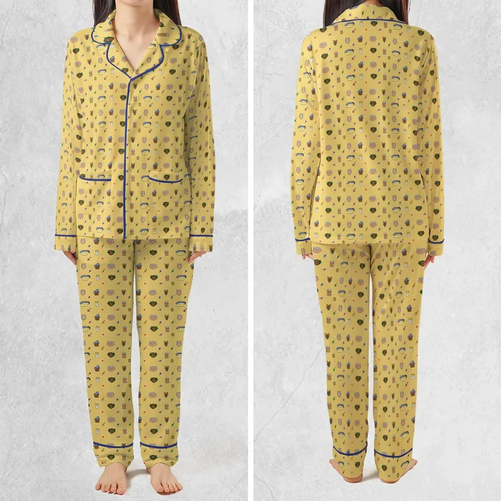 Cat DND Classes Pattern Pajamas Set - 2
