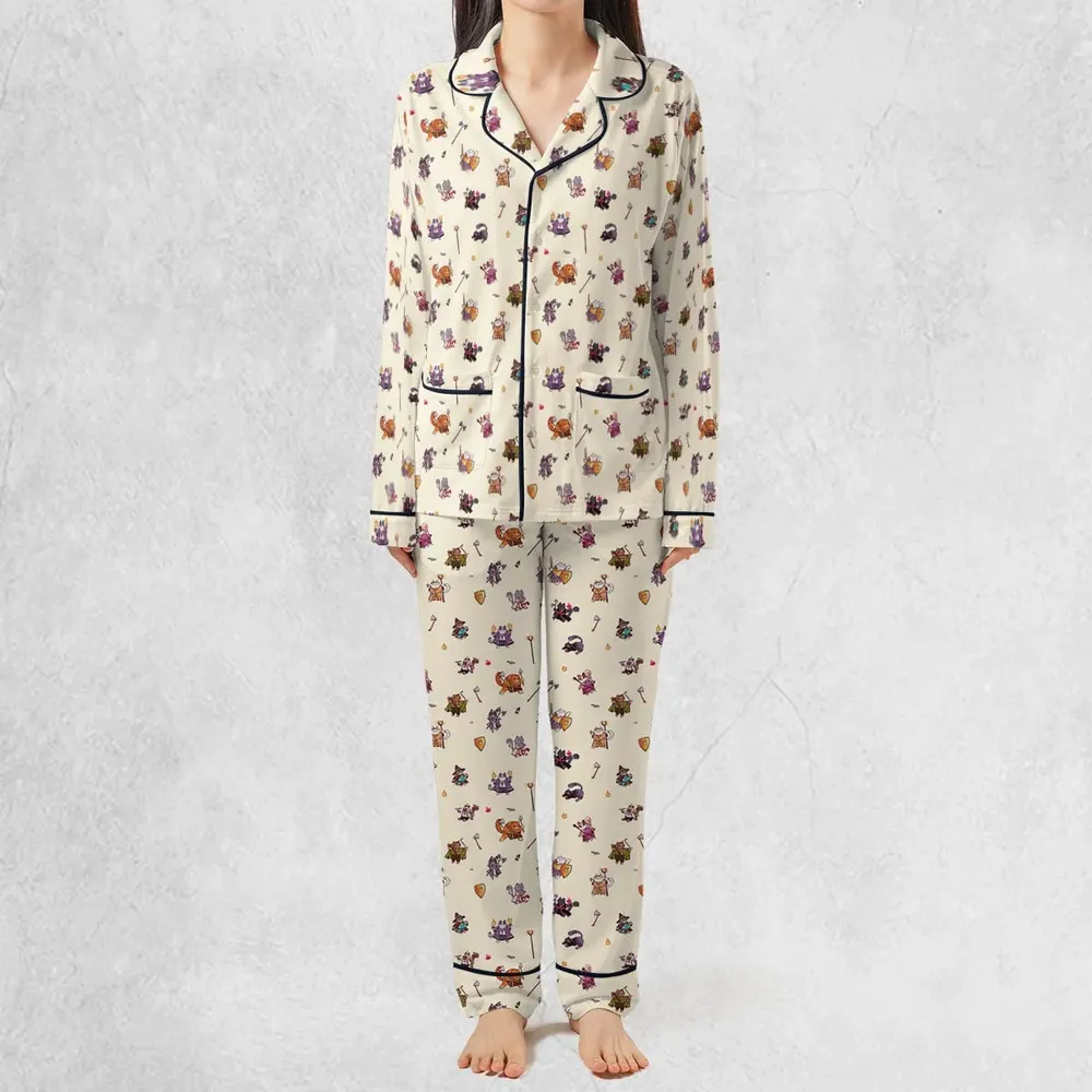Cats In DnD Pattern Pajamas Set - 3