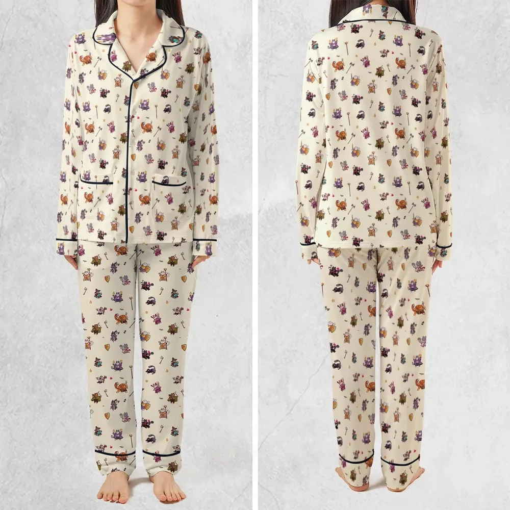 Cats In DnD Pattern Pajamas Set - 2