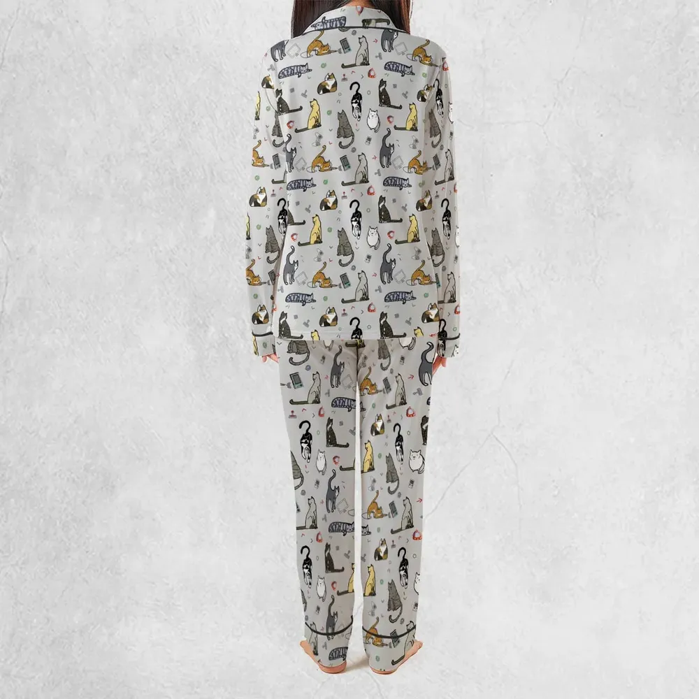 Cat the Gamer Pattern Pajamas Set - 4
