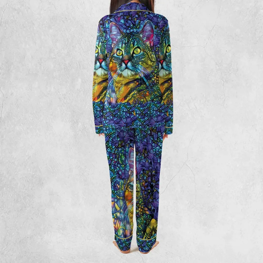Cat Stained Glass Pajamas Set - 4