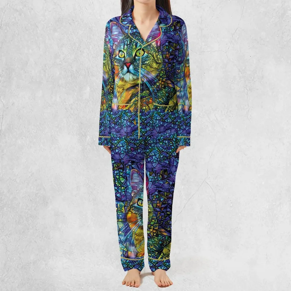 Cat Stained Glass Pajamas Set - 3