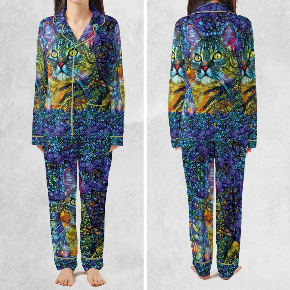 Cat Stained Glass Pajamas Set - 2