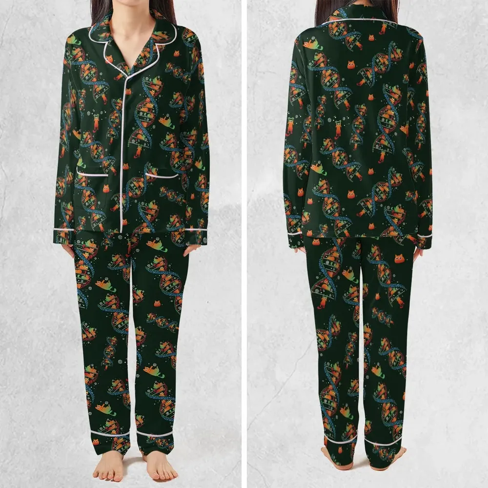 Cat Kitten DNA Pattern Pajamas Set - 2
