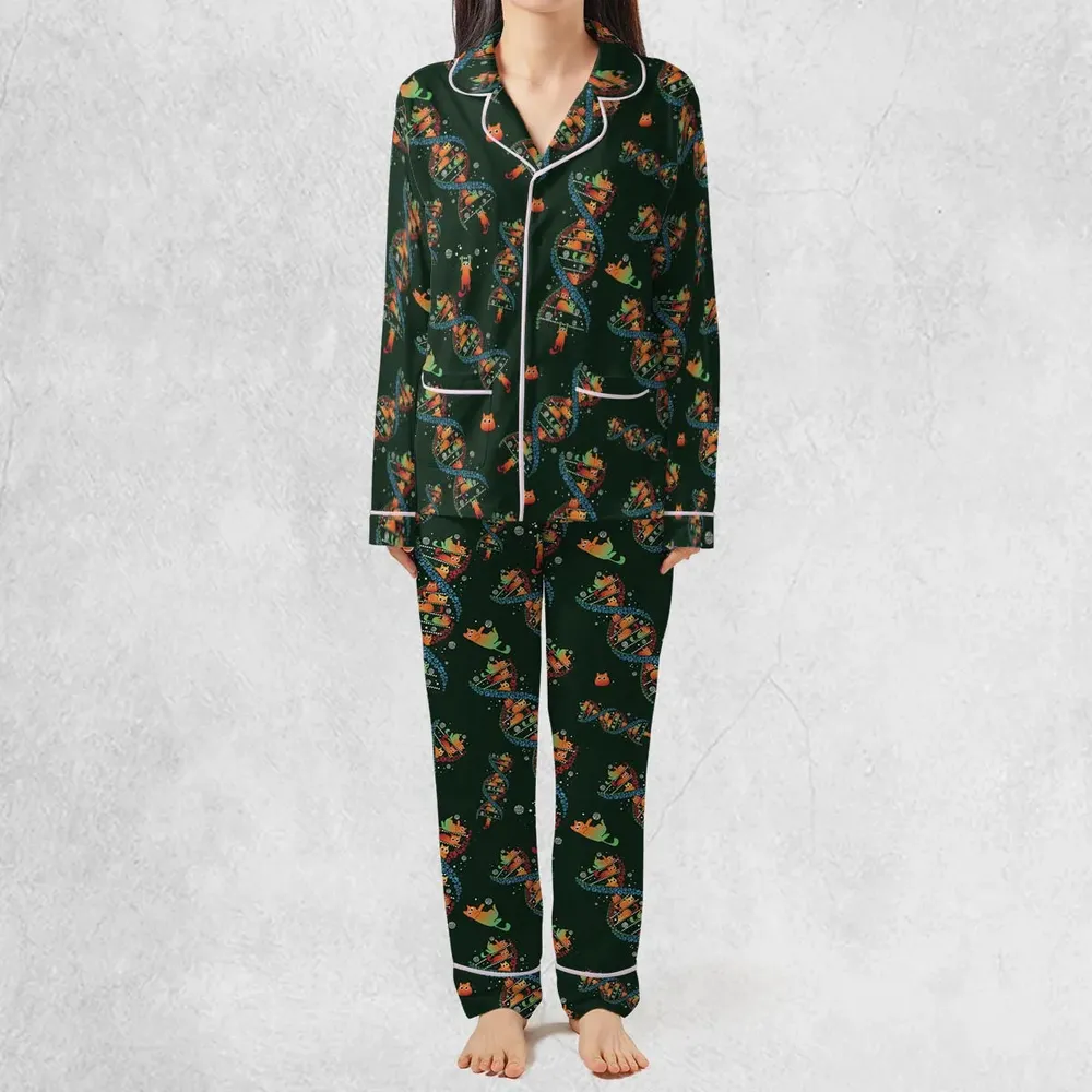 Cat Kitten DNA Pattern Pajamas Set - 3