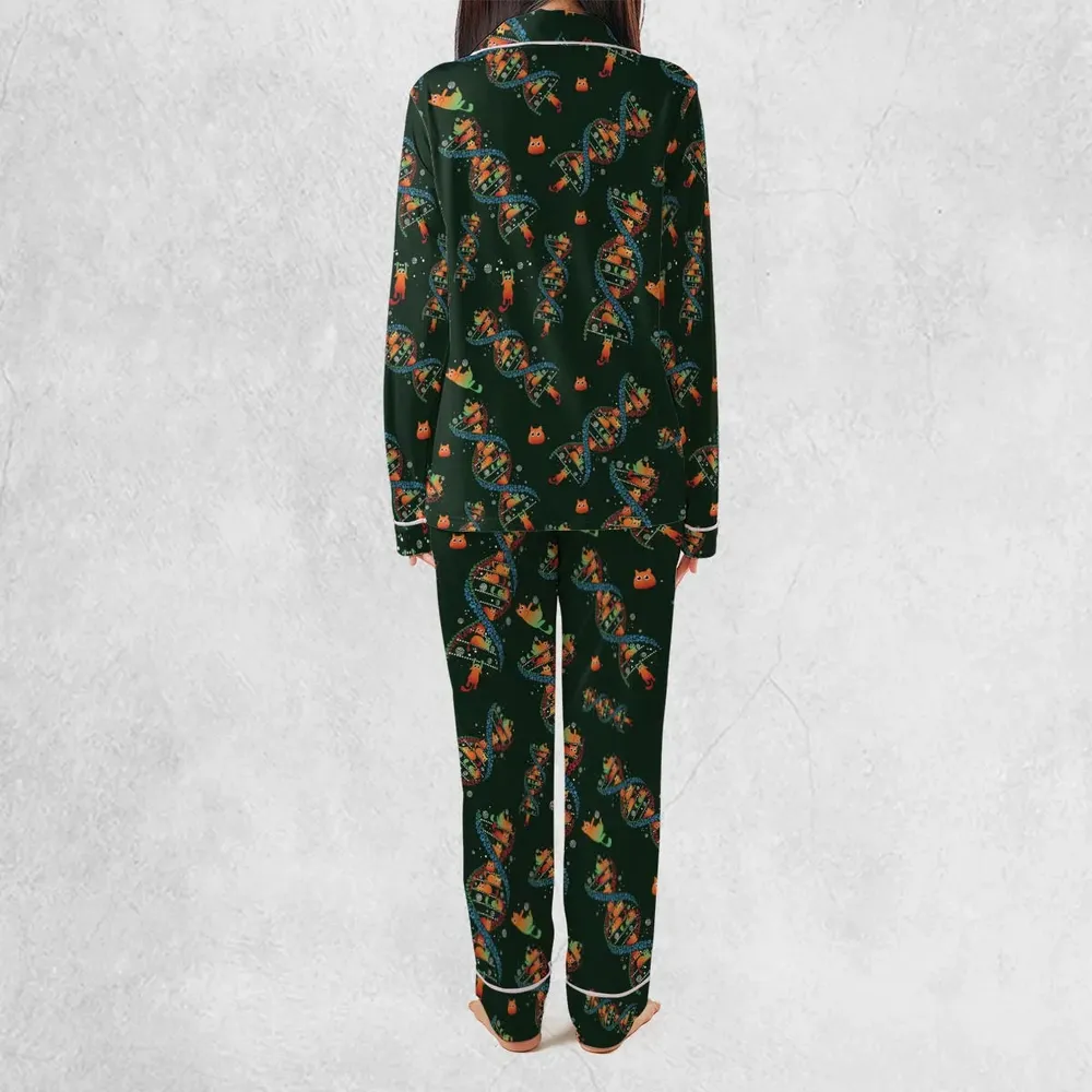 Cat Kitten DNA Pattern Pajamas Set - 4