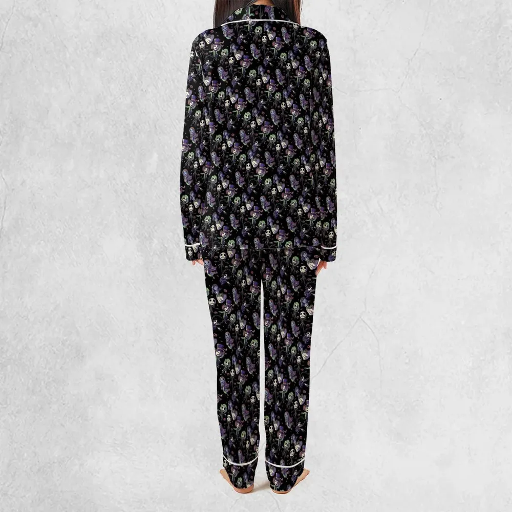 Buttons Characters Pattern Pajamas Set - 4