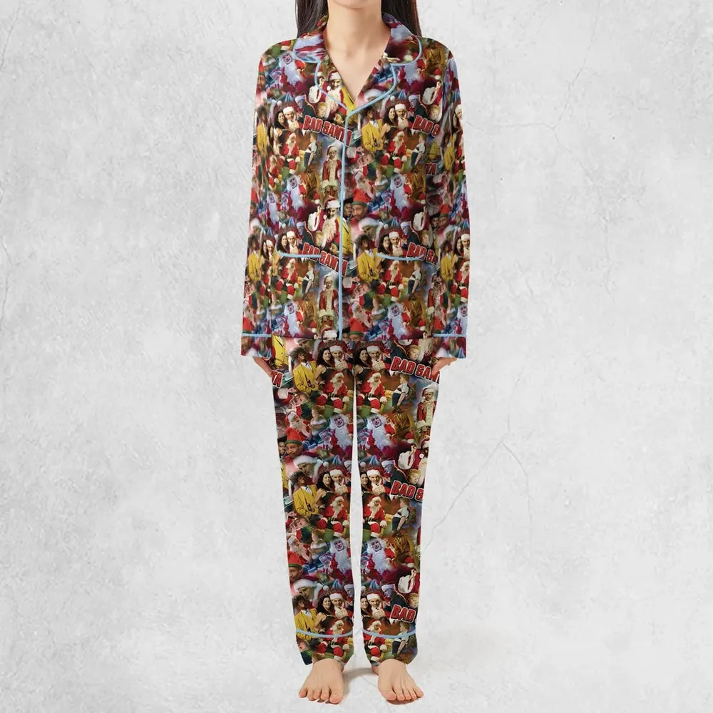 Bad Santa Pattern Pajamas Set - 3