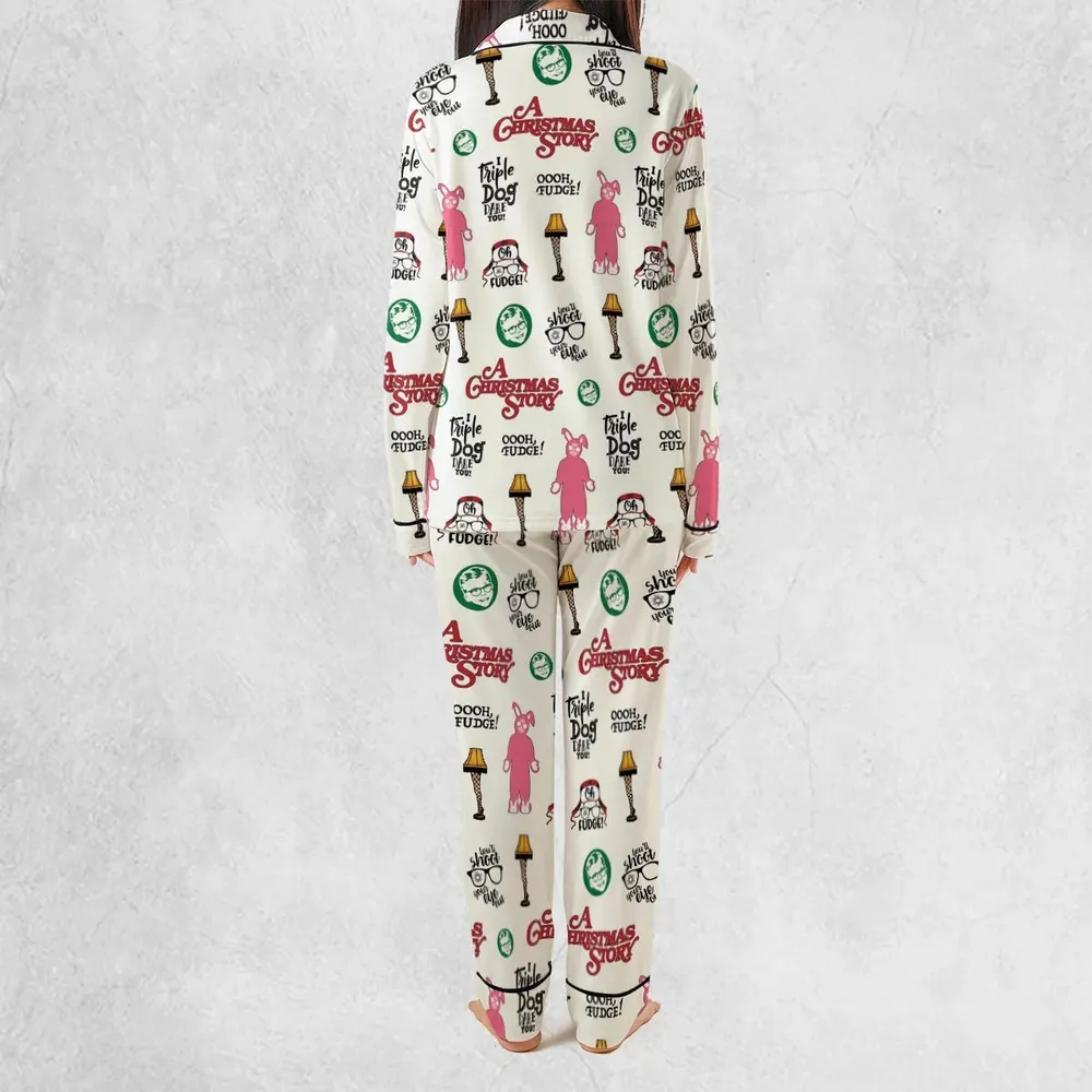 A Christmas Story Pattern Pajamas Set - 4