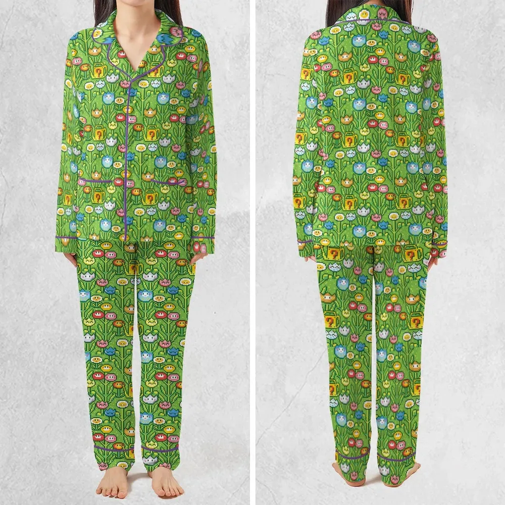 8bit Flower Garden Super Mario Pattern Pajamas Set - 2