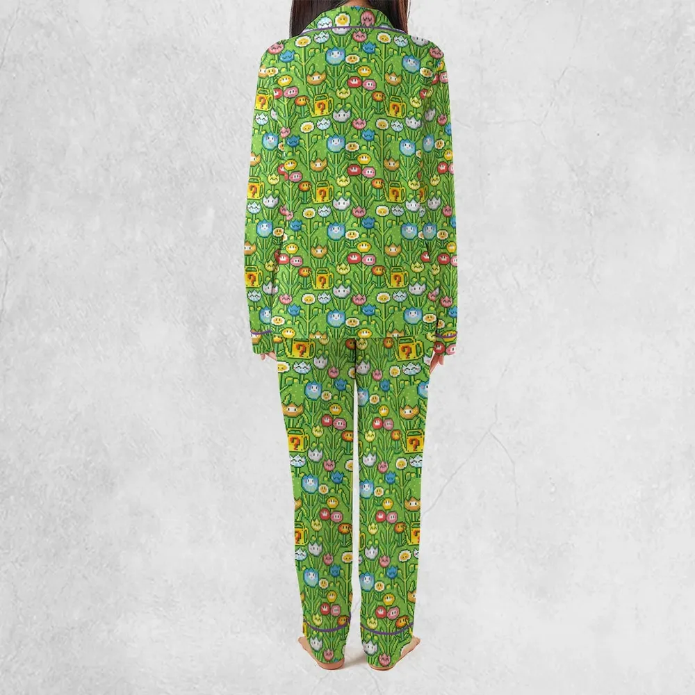 8bit Flower Garden Super Mario Pattern Pajamas Set - 4