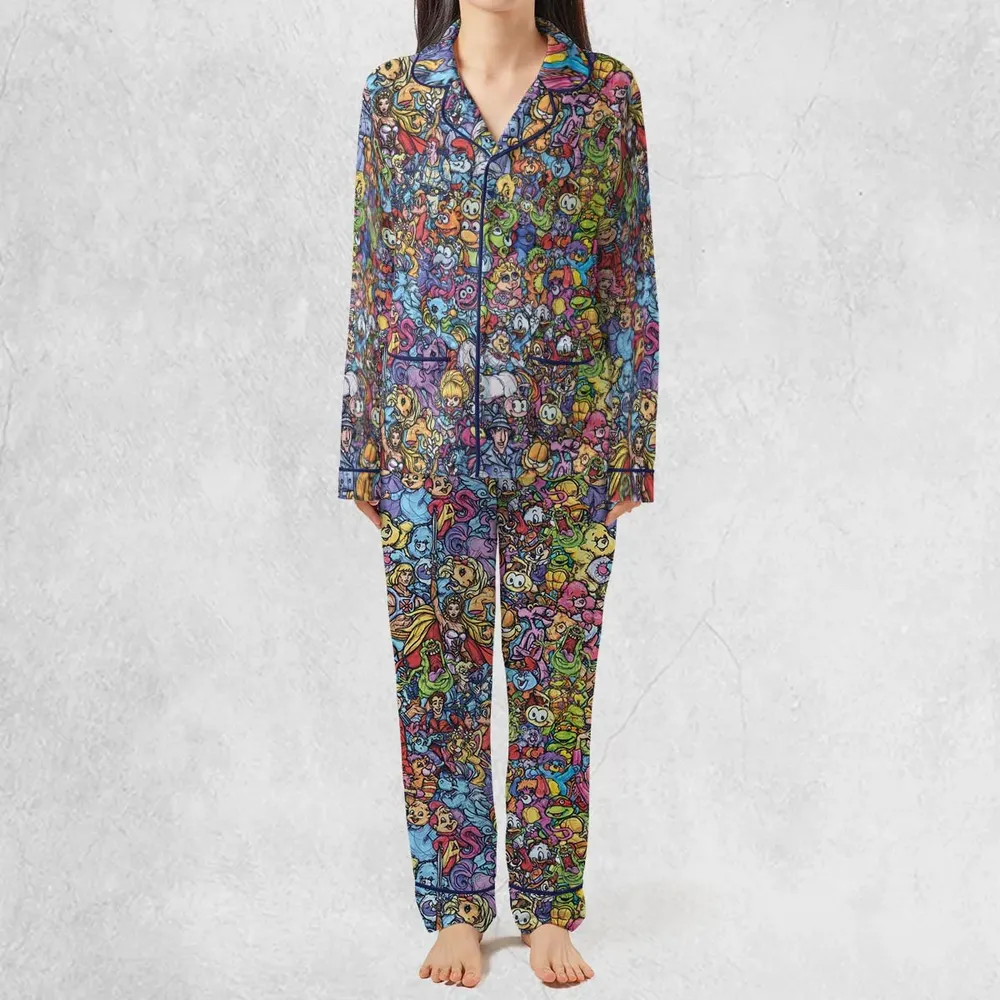 80s Throwback Cartoon Pattern Pajamas Set - 3
