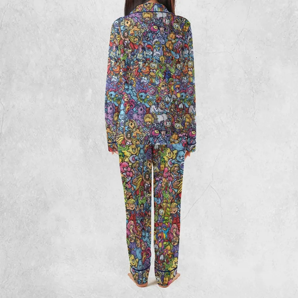 80s Throwback Cartoon Pattern Pajamas Set - 4