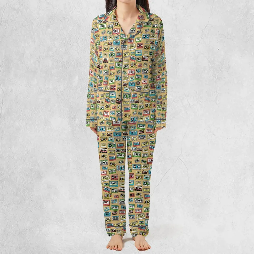 80s Playlist Pattern Pajamas Set - 3