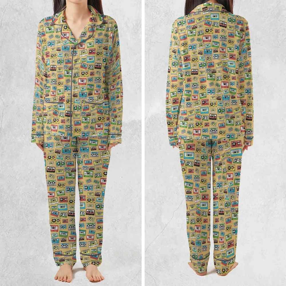 80s Playlist Pattern Pajamas Set - 2