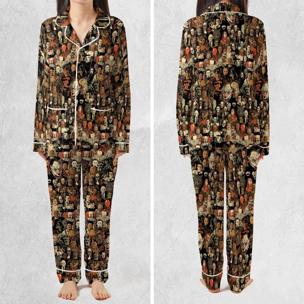 Horror Movie Characters Halloween Pattern Pajamas Set - 2