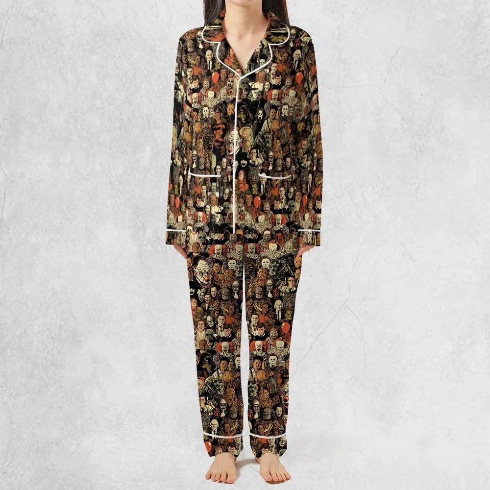Horror Movie Characters Halloween Pattern Pajamas Set - 3