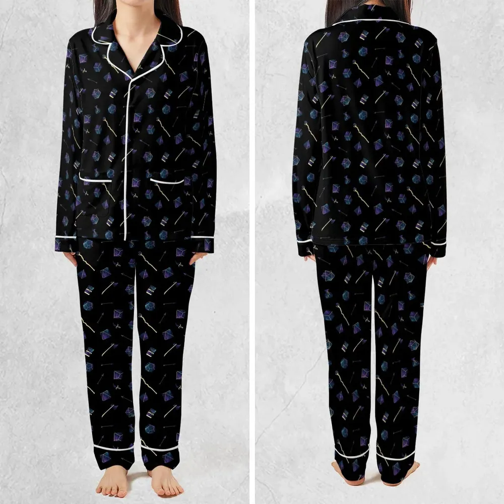 Galaxy In Dice DnD Pattern Pajamas Set - 2