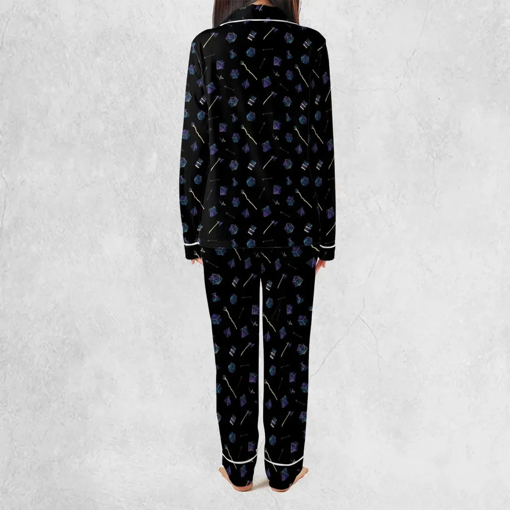 Galaxy In Dice DnD Pattern Pajamas Set - 4