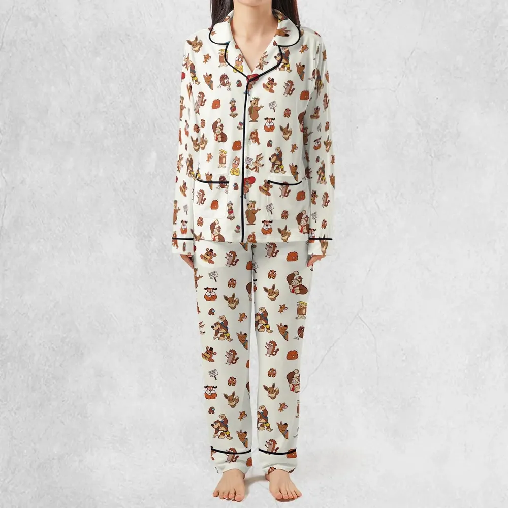 Famous Cartoon Characters in Brown Pajamas Set - 3