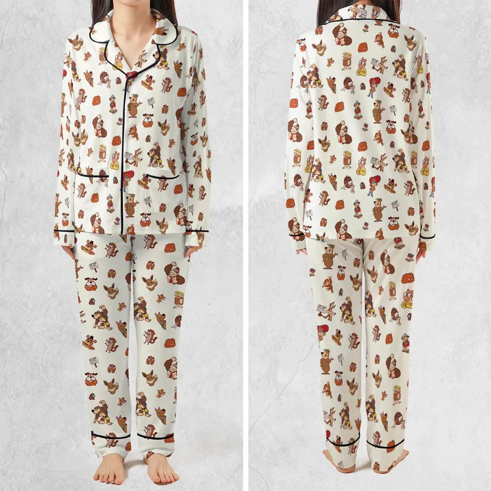 Famous Cartoon Characters in Brown Pajamas Set - 2