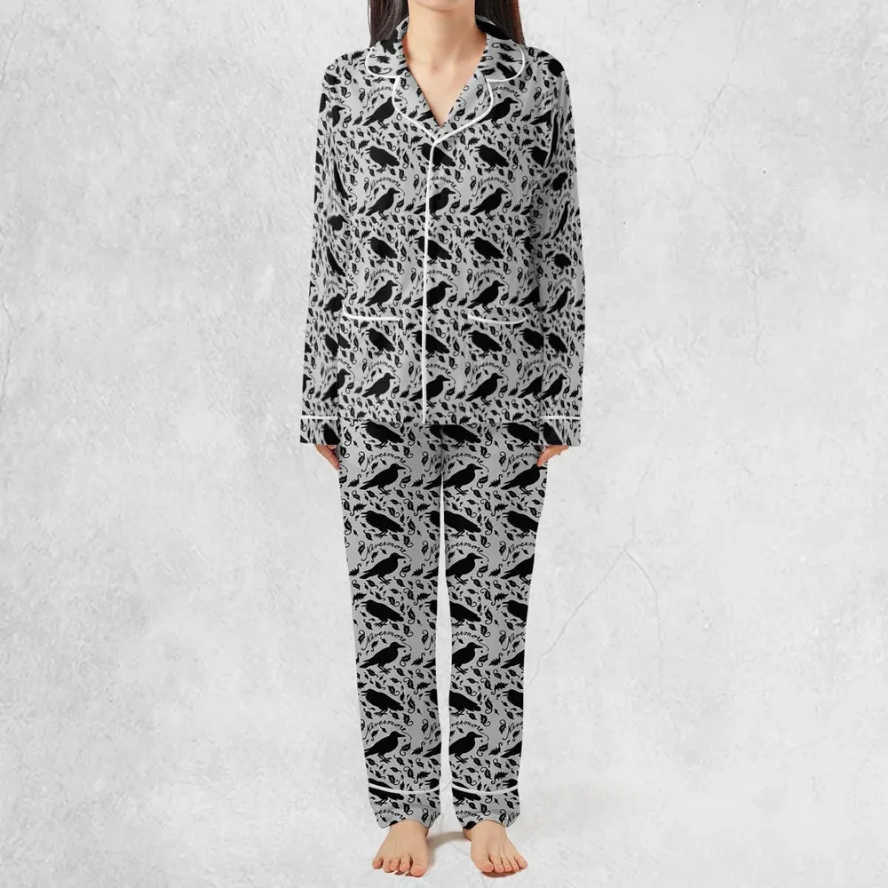 Nevermore The Raven Edgar Allan Poe Pattern Pajamas Set - 3