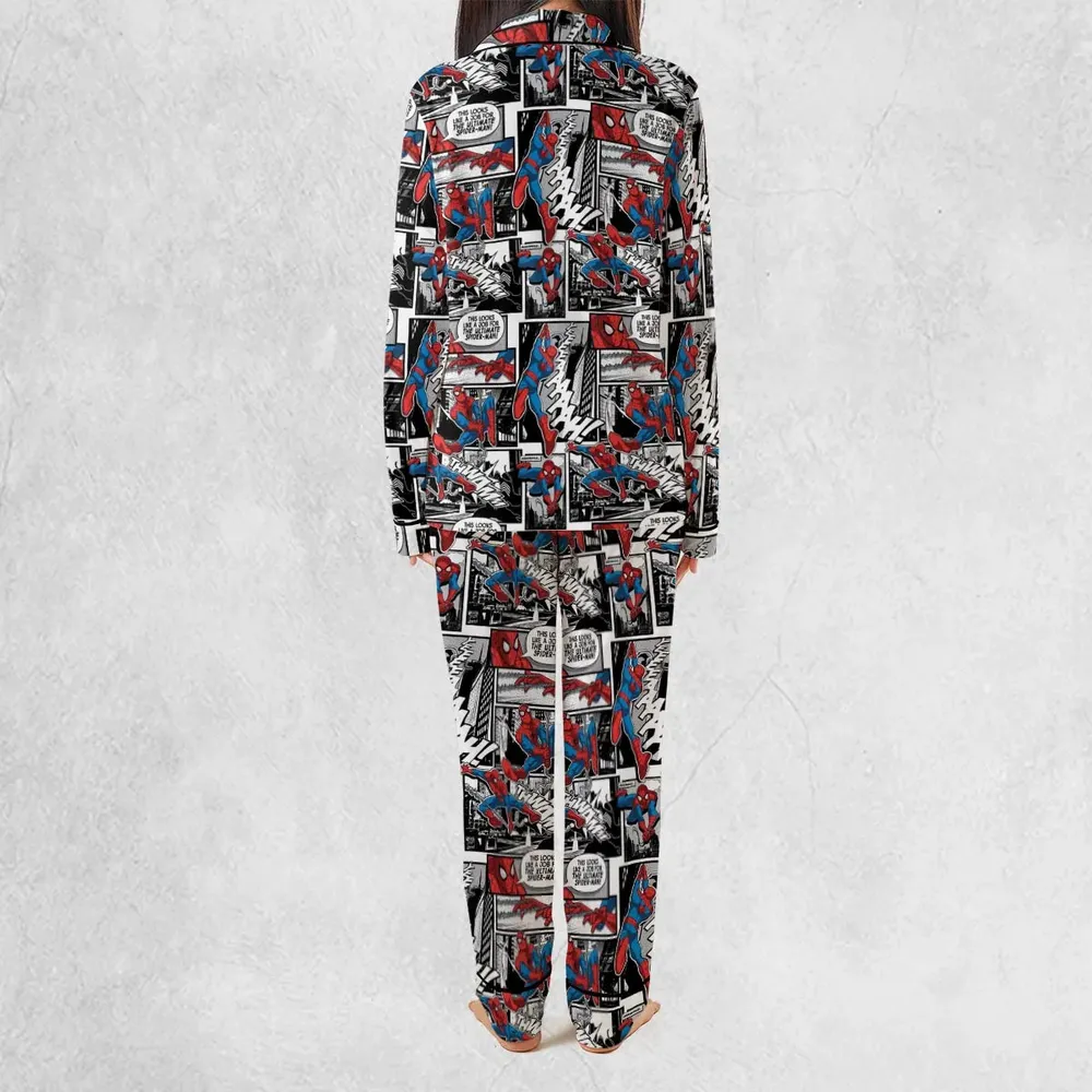 Spider Man Comic Pattern Pajamas Set - 4