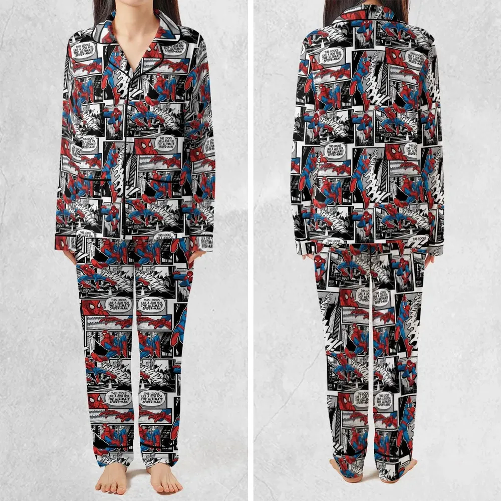 Spider Man Comic Pattern Pajamas Set - 2
