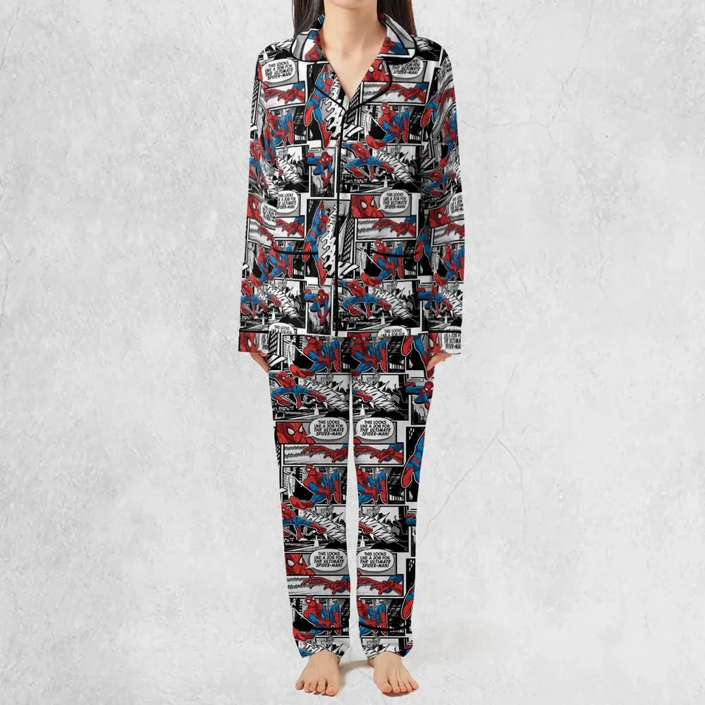 Spider Man Comic Pattern Pajamas Set - 3