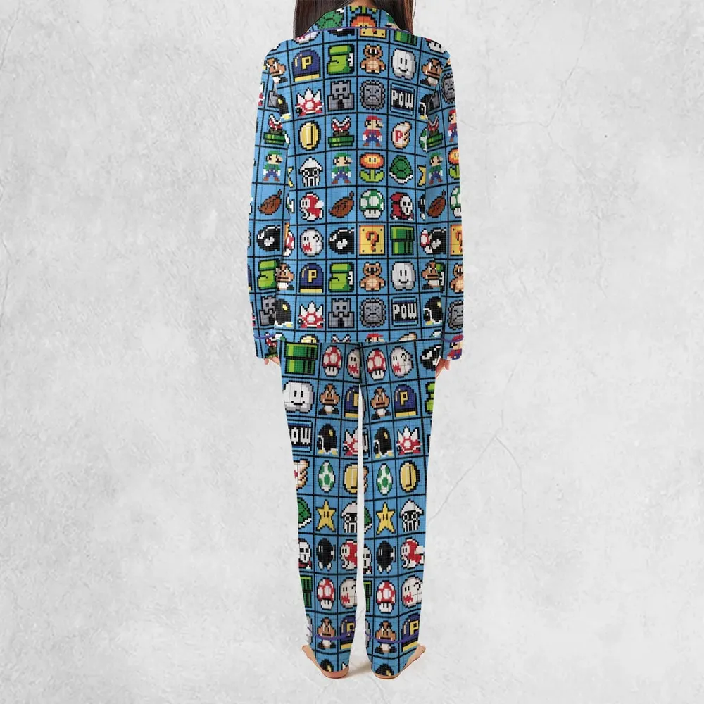 Mario Pixel Super Mario Pattern Pajamas Set - 4