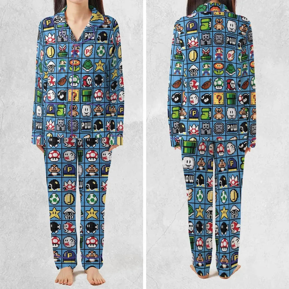 Mario Pixel Super Mario Pattern Pajamas Set - 2