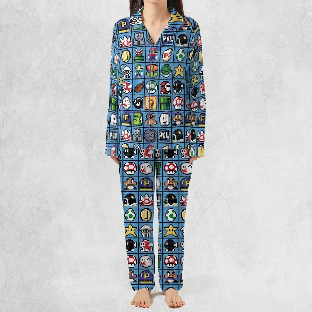 Mario Pixel Super Mario Pattern Pajamas Set - 3