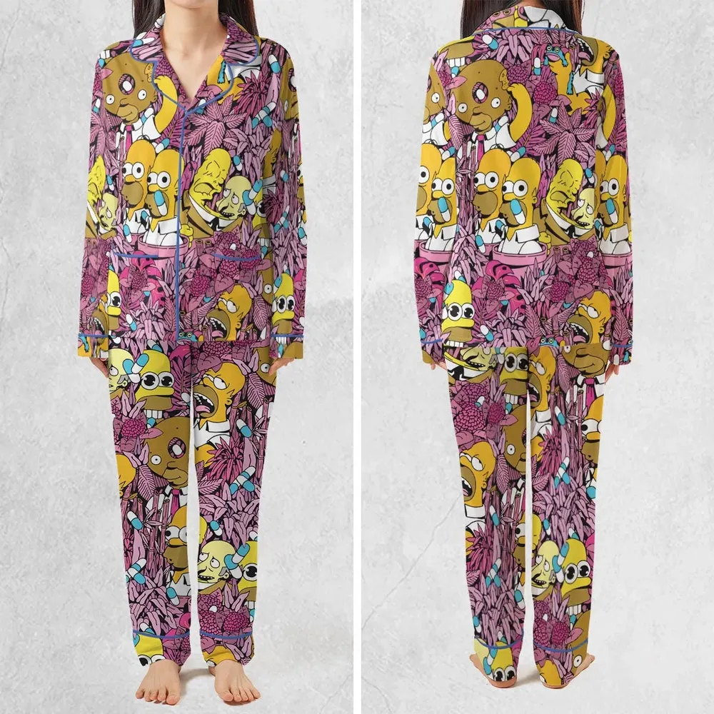 Homer Simpson In Flower Bush The Simpsons Pajamas Set - 2