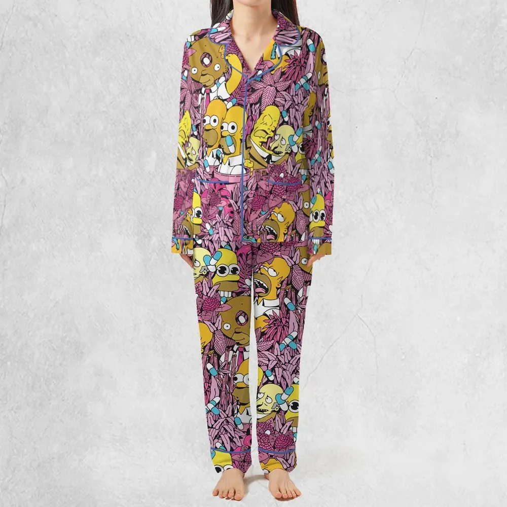 Homer Simpson In Flower Bush The Simpsons Pajamas Set - 3