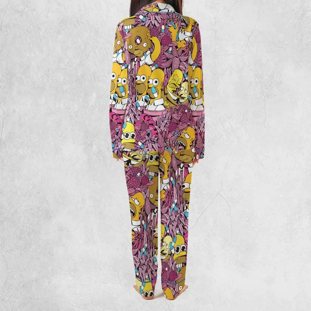 Homer Simpson In Flower Bush The Simpsons Pajamas Set - 4