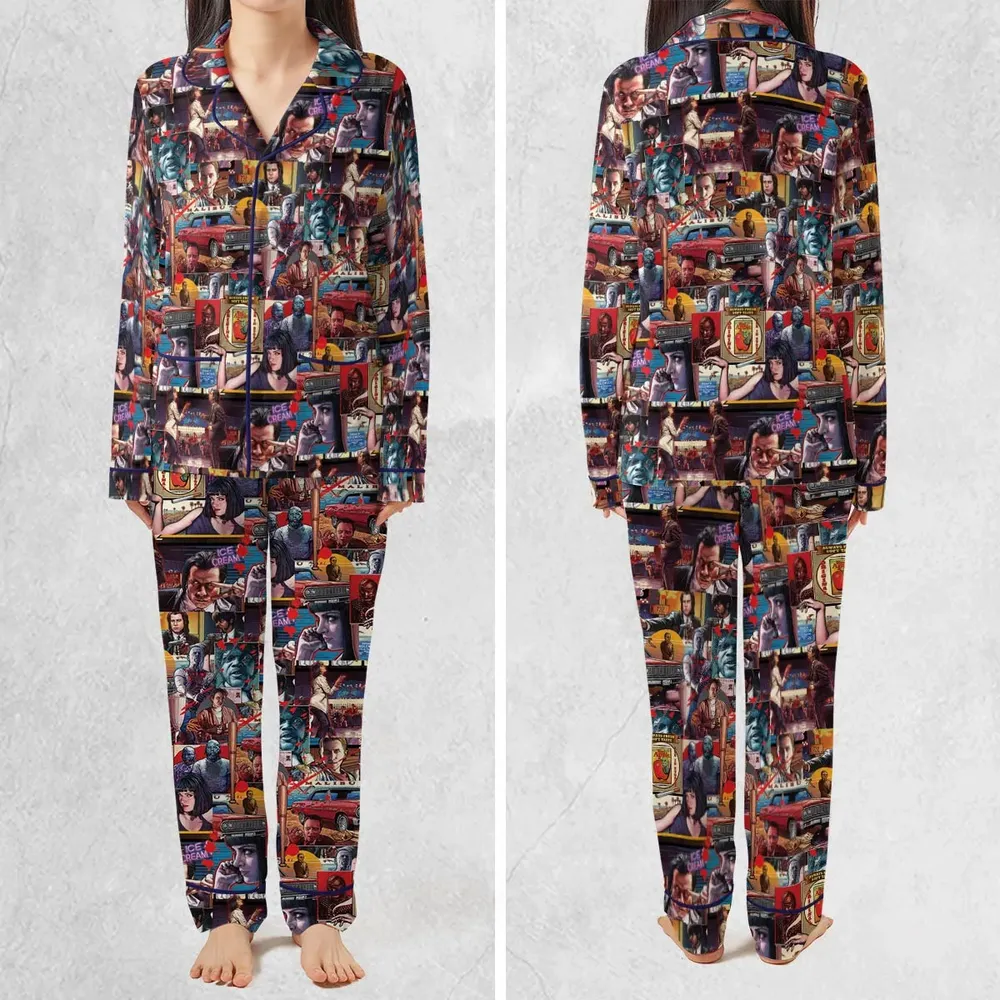 Retro Scenes Mia Wallace Vincent Vega Jules Winnfields Pulp Fiction Pajamas Set - 2