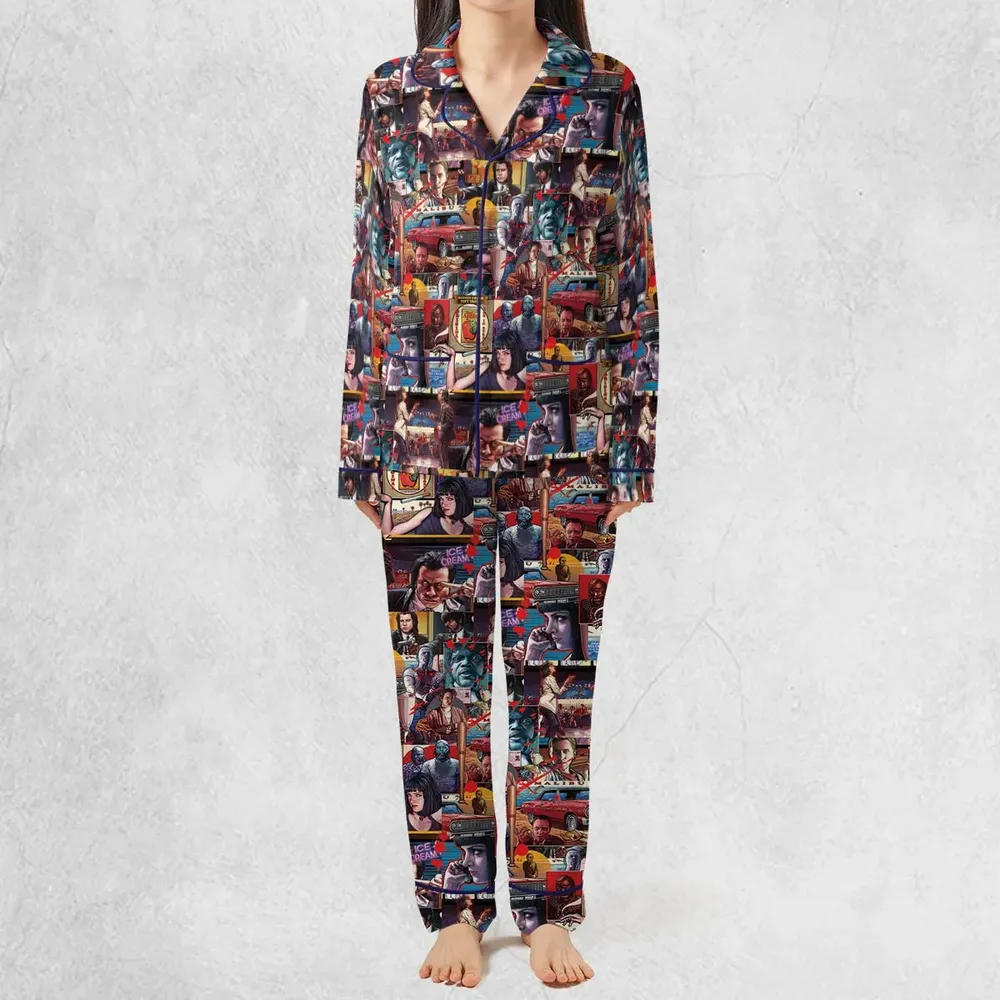 Retro Scenes Mia Wallace Vincent Vega Jules Winnfields Pulp Fiction Pajamas Set - 3